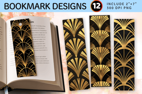 Download Black &amp; Gold Art Deco PNG Bookmark Desig - Premium Bundle