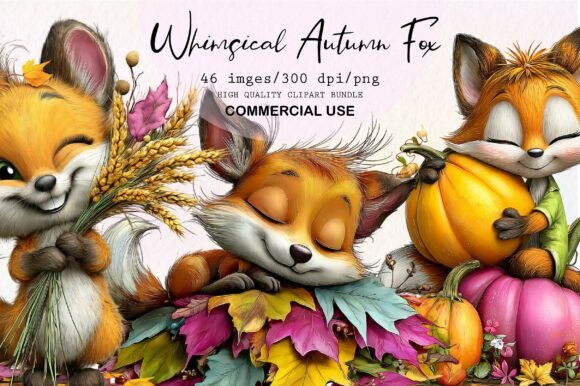 Download Whimsical Autumn Fox Clipart - Fox clipart Collection