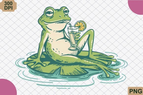 Download Relaxing Frog Drinking Lemonade PNG - Drink Collection