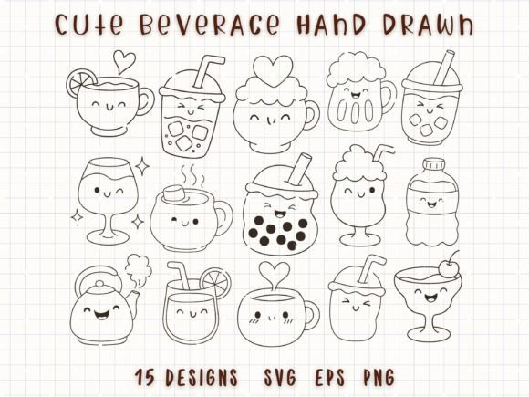 Download Cute Beverage Svg Cafe Drinks Line Art - Drink Collection