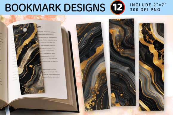 Download Black &amp; Gold Agate PNG Bookmark Design - Premium Resources