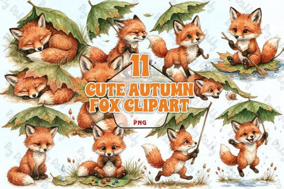 Download Cute Autumn Fox Clipart PNG - Fox clipart Collection