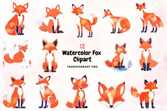 Download Watercolour Fox Clipart PNG - Fox clipart Collection