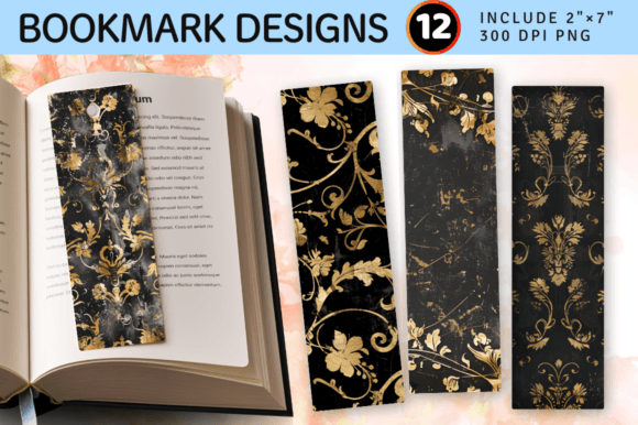 Download Black &amp; Gold PNG Bookmark Design - Premium Bundle