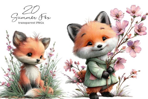 Download Whimsical Summer Fox Clipart - Fox clipart Collection