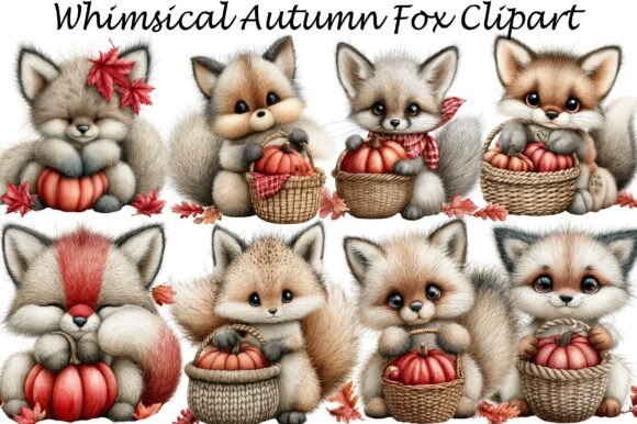 Download Whimsical Autumn Fox Clipart - Fox clipart Collection