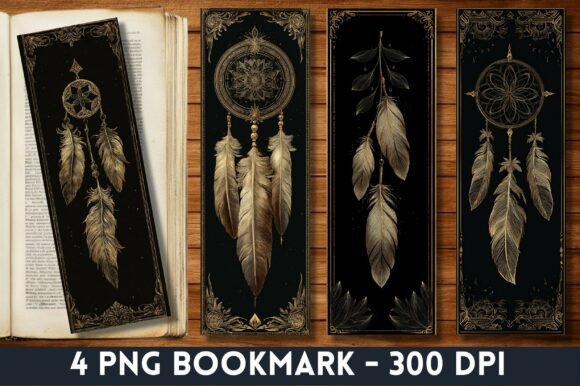 Download Black Gold Boho Dreamcatcher Bookmark - Premium Resources