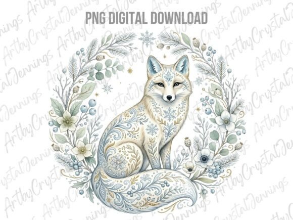 Download Winter Folk Art Fox Clipart PNG - Fox clipart Collection