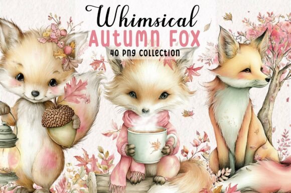 Download Whimsical Autumn Fox Clipart - Fox clipart Collection